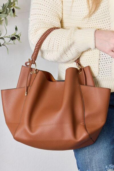 Faux Leather Handbag with Pouch